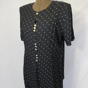 Ultra Dress NY Black polka dot dress with pearl buttons   18